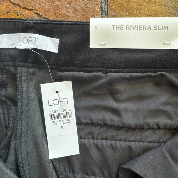 LOFT Riviera Slim Black Velvet Pants, Women's Size 8 - Picture 4 of 5